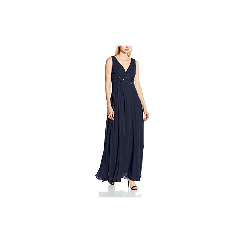 Swing Damen Maxi-Kleid mit verziertem Taillenband, Einfarbig