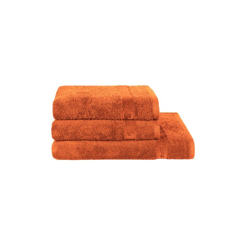 Handtuch Set mit moderner Bordüre Tom Tailor orange 3tlg.-Set (siehe Artikeltext)