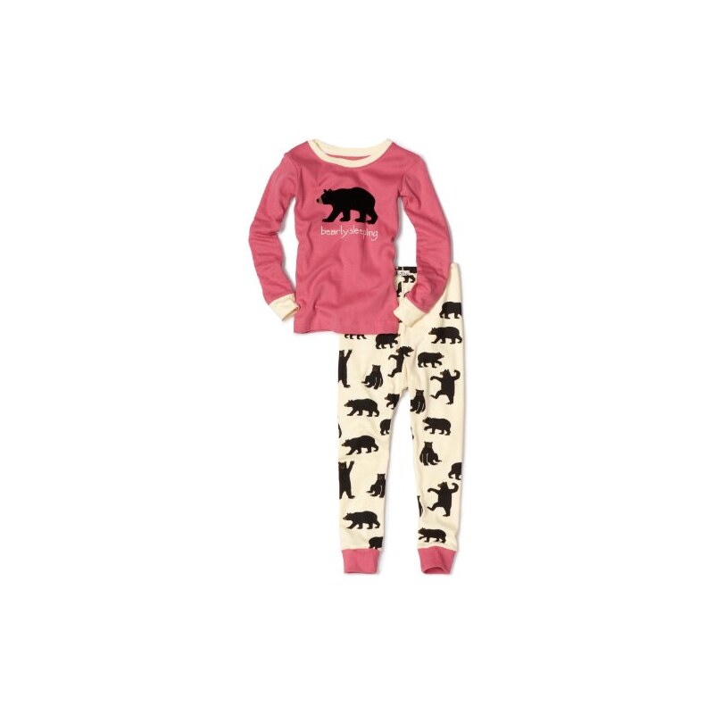 Hatley Mädchen Zweiteiliger Schlafanzug Pj Set (Ovl) -Pink Bears 'Bearly Sleeping'
