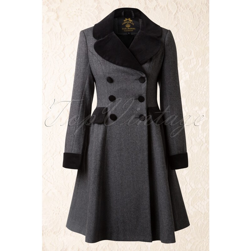 Bunny 50s Amazon Swing Coat in Grey and Black Wool