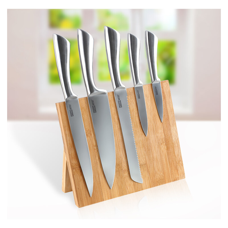 Lesara 6-teiliges Messer-Set mit Magnet-Bambusblock
