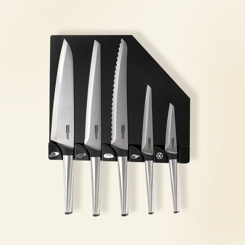 Lesara 6-teiliges Messer-Set auf Magnetblock für die Wand