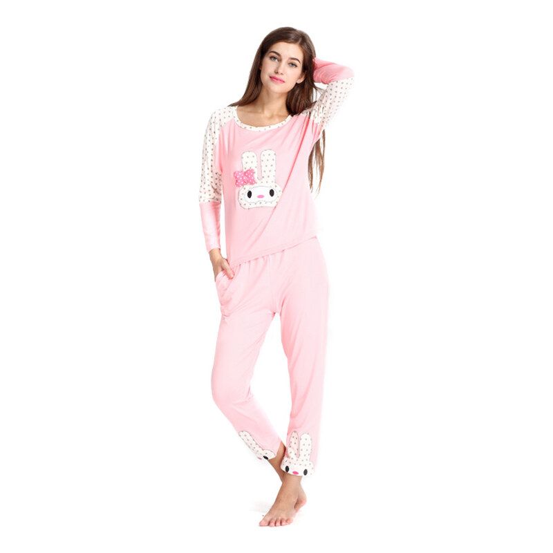 Lesara Pyjama mit Häschen-Motiv - Rosé - L