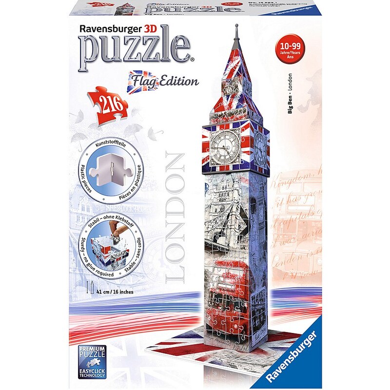 Ravensburger 3D Puzzle, 216 Teile, »Big Ben Flag Edition«