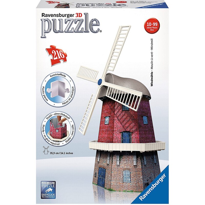 Ravensburger 3D Puzzle, 216 Teile, »Bauwerke - Windmühle«