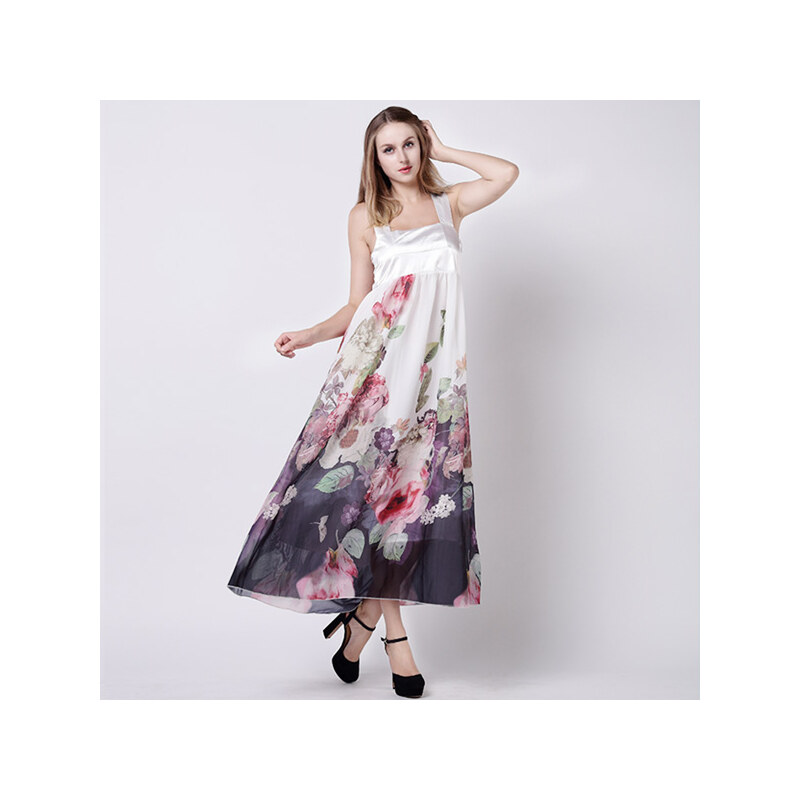 Lesara Empire-Kleid mit Blüten-Print - Mehrfarbig - M