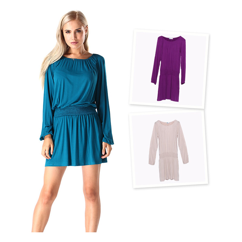 Lesara Kurzes Kleid mit Taillenbund - S - Violett