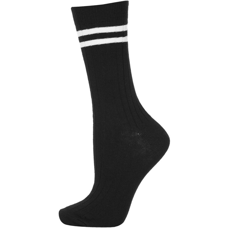 Topshop Long-Socks Mit Zwei Streifen Schwarz
