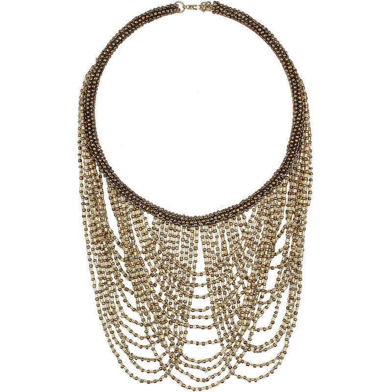 Topshop Mehrreihige Halskette mit drapierten Perlen - Gold