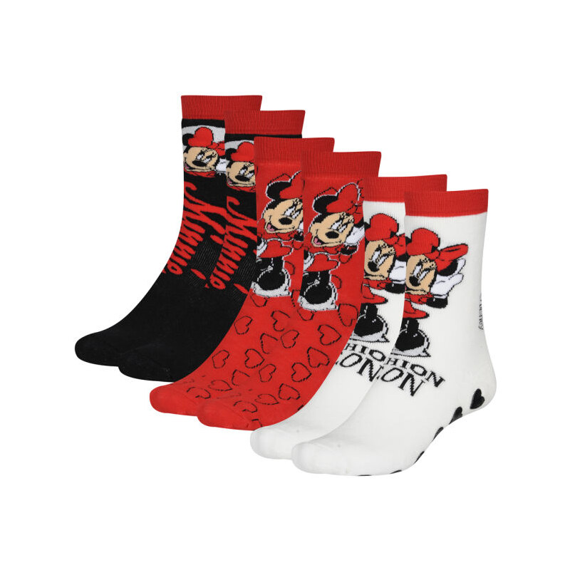 Disney Minnie Mouse Women's 3-Pack Slouch Sock Gift Set - Red/Black/Ecru