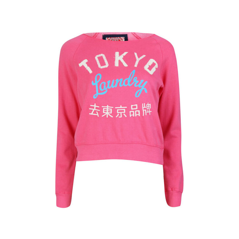 Tokyo Laundry Women's Long Sleeve Cropped Sweatshirt - Hot Pink