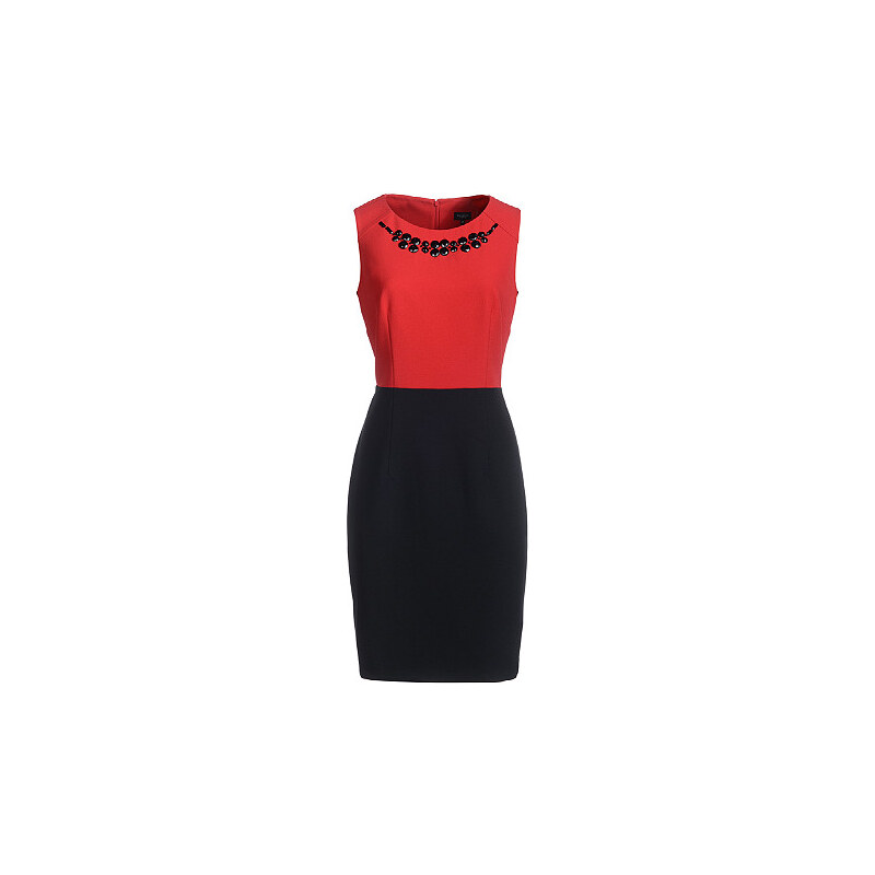Bexleys Woman, Two-Tone-Kleid, Rot/Schwarz, Größe 48