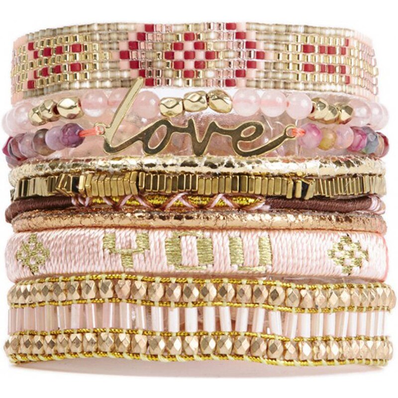 Hipanema Love - Armband Manschette - rosa
