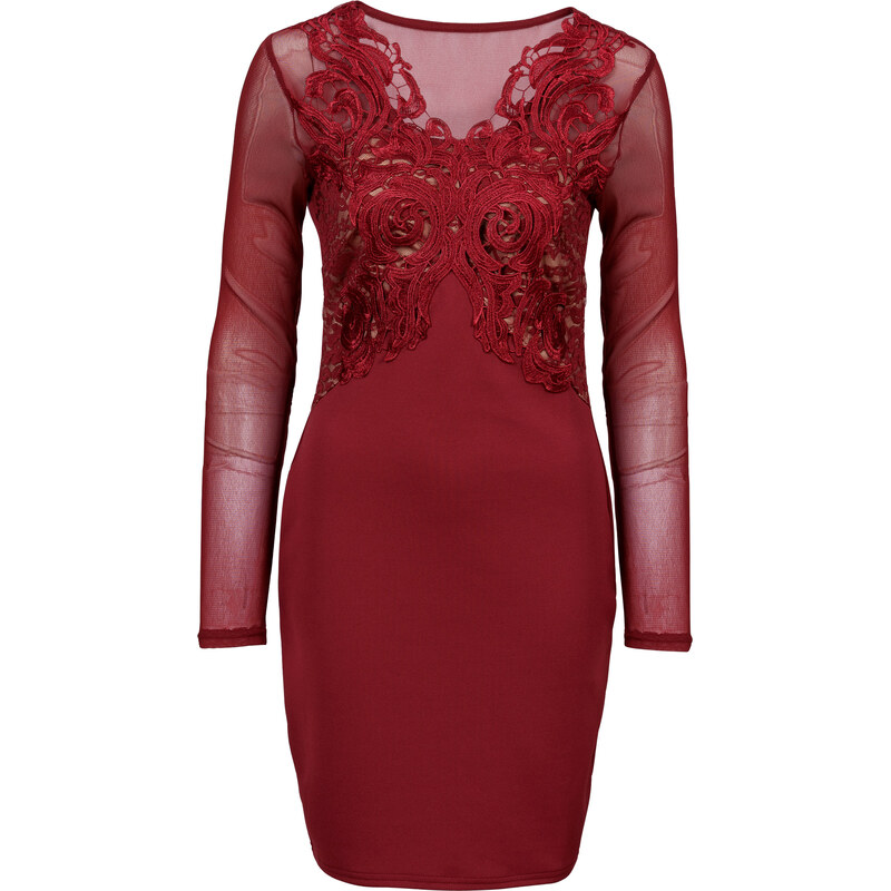 BODYFLIRT boutique Kleid mit Spitzenapplikation in rot von bonprix