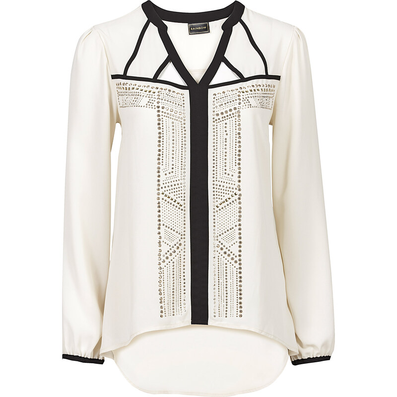 BODYFLIRT boutique Bluse mit Nieten in weiß von bonprix