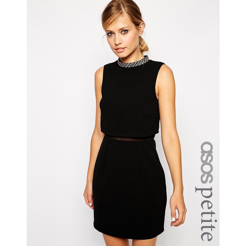 ASOS PETITE - Kleid mit verziertem Stehkragen - Schwarz 44,99 €