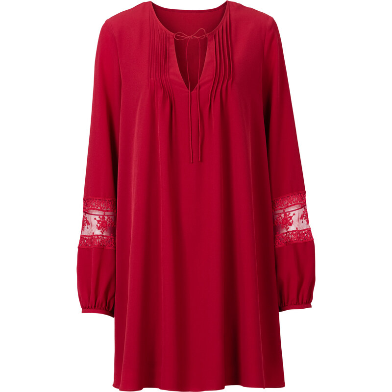 BODYFLIRT Kleid langarm in rot (V-Ausschnitt) von bonprix