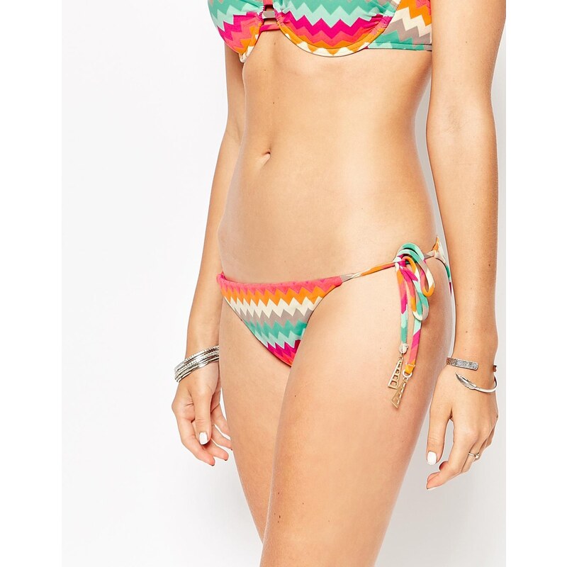 Seafolly - Zarhara - Gestreifte Bikinihose mit seitlichen Bändern - Mehrfarbig