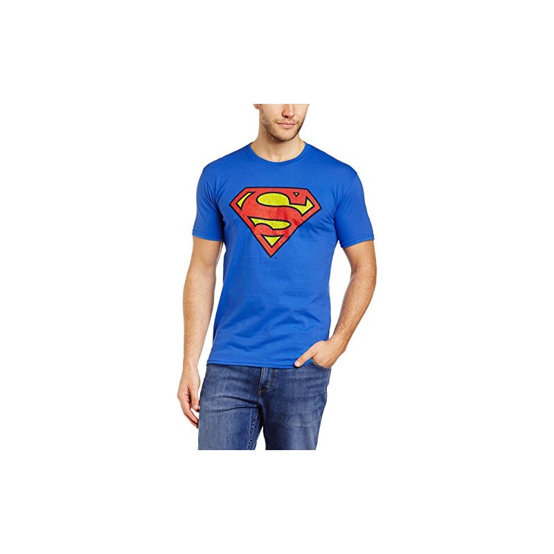 Brands In Limited Herren Slim Fit T-Shirt Superman Crackle