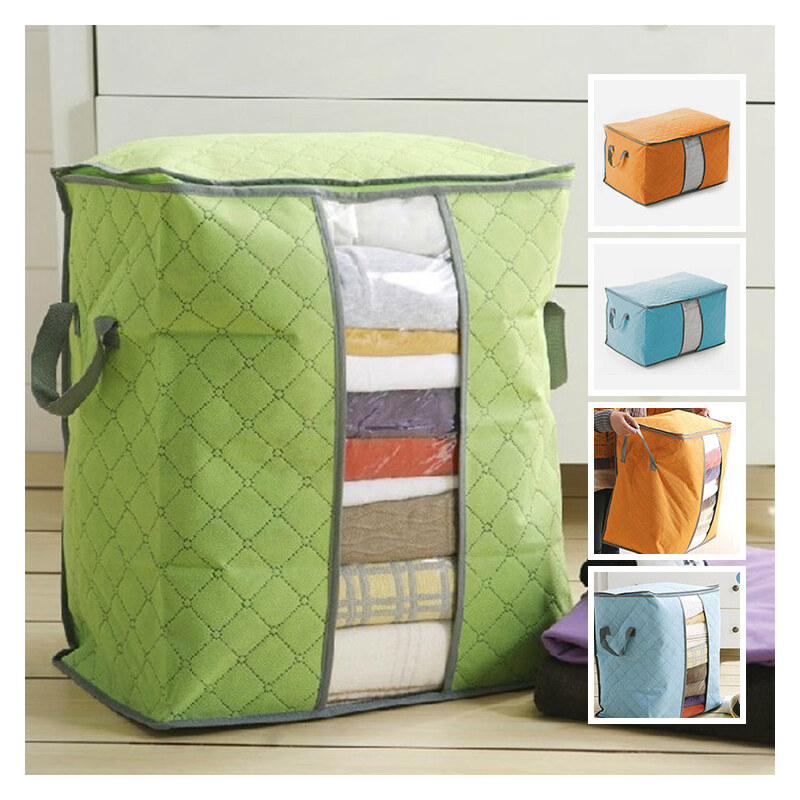 Lesara Bettwaren-Tasche mit Sichtfenster - 60 x 42 x 36 cm - Grün