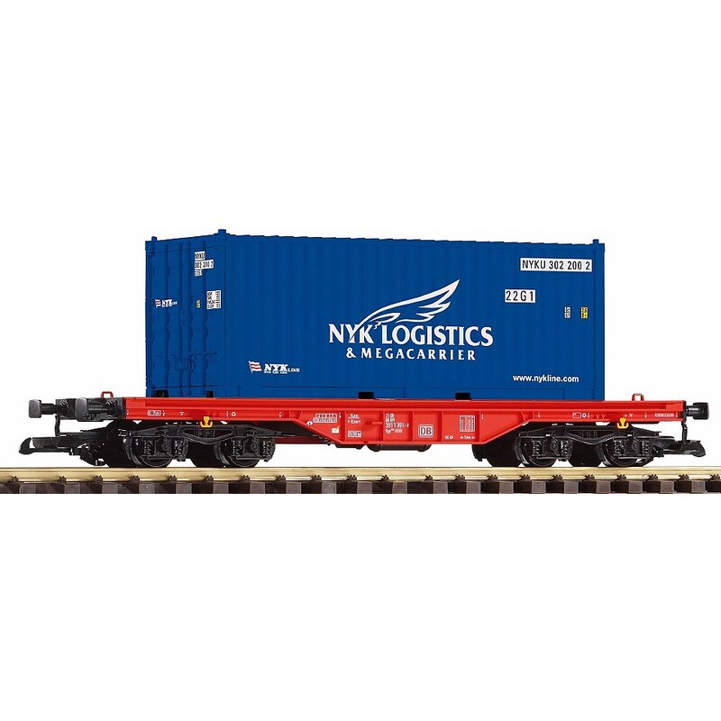 PIKO Güterwagen, Spur G, »Flachwagen mit Container NYK, DB AG - Gleichstrom«