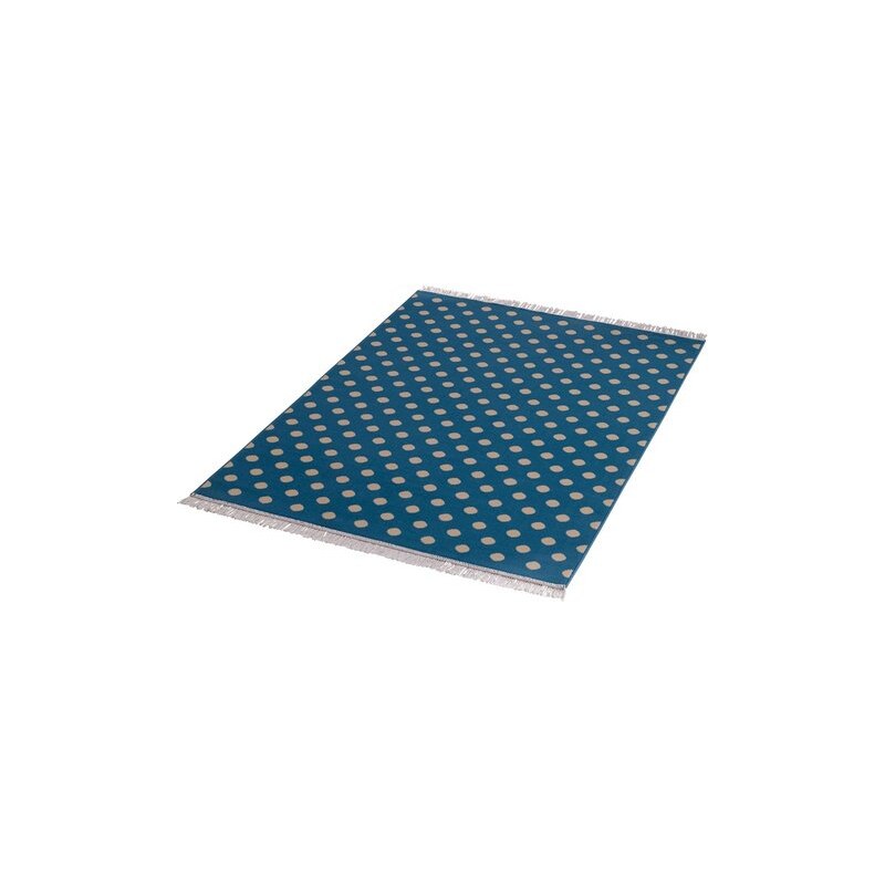 HANSE HOME Teppich Polkadot mit Fransen gewebt blau 3 (B/L: 140x200 cm)