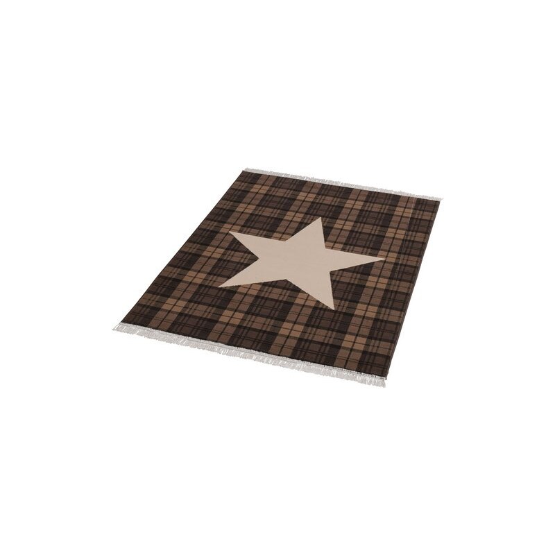 HANSE HOME Teppich Sterne mit Fransen gewebt braun 3 (B/L: 140x200 cm)