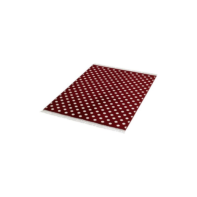 HANSE HOME Teppich Polkadot mit Fransen gewebt rot 3 (B/L: 140x200 cm)