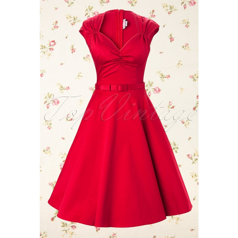Pinup Couture Heidi dress in Red Sateen