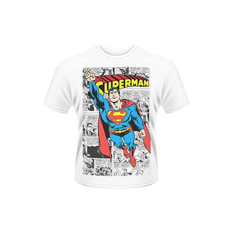 Plastichead DC Originals Superman Comic Strip Official Herren Nue weiß T Shirt