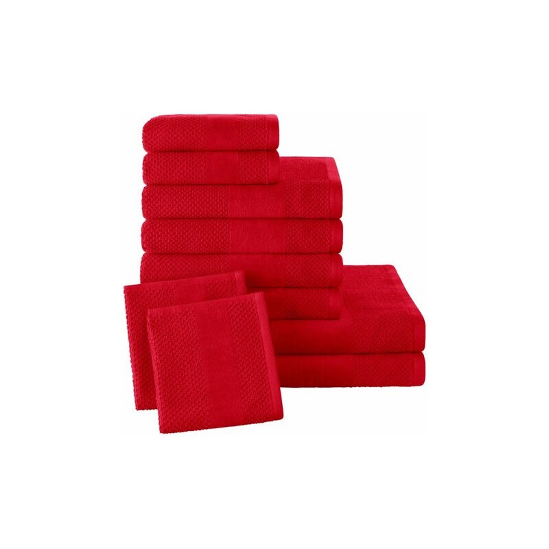 Ecorepublic Home Handtuch Set Leo mit feiner Struktur rot