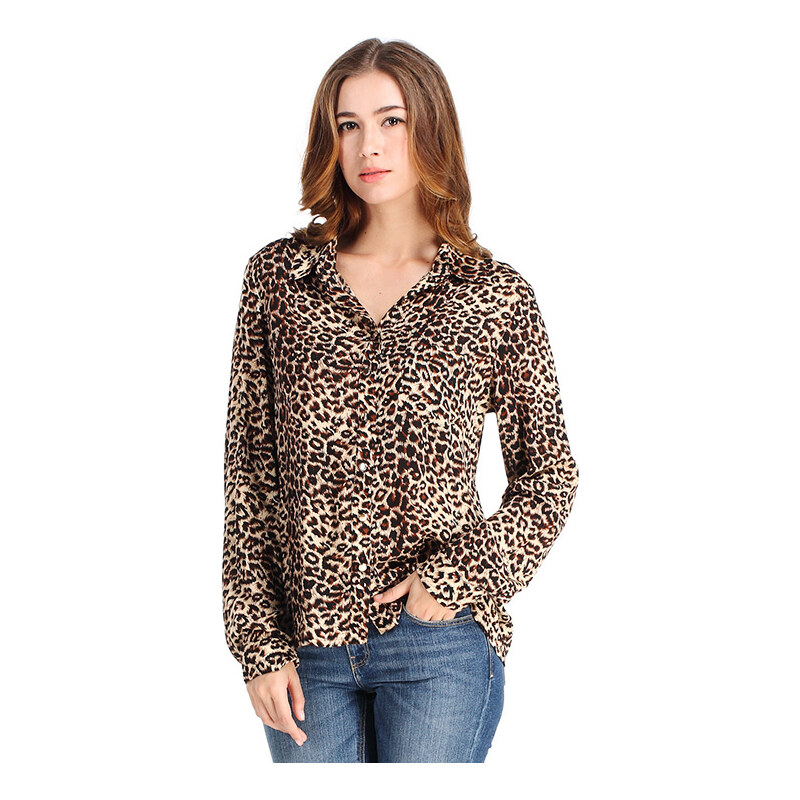 Lesara Klassische Bluse mit Leoparden-Muster - Leopard - XL