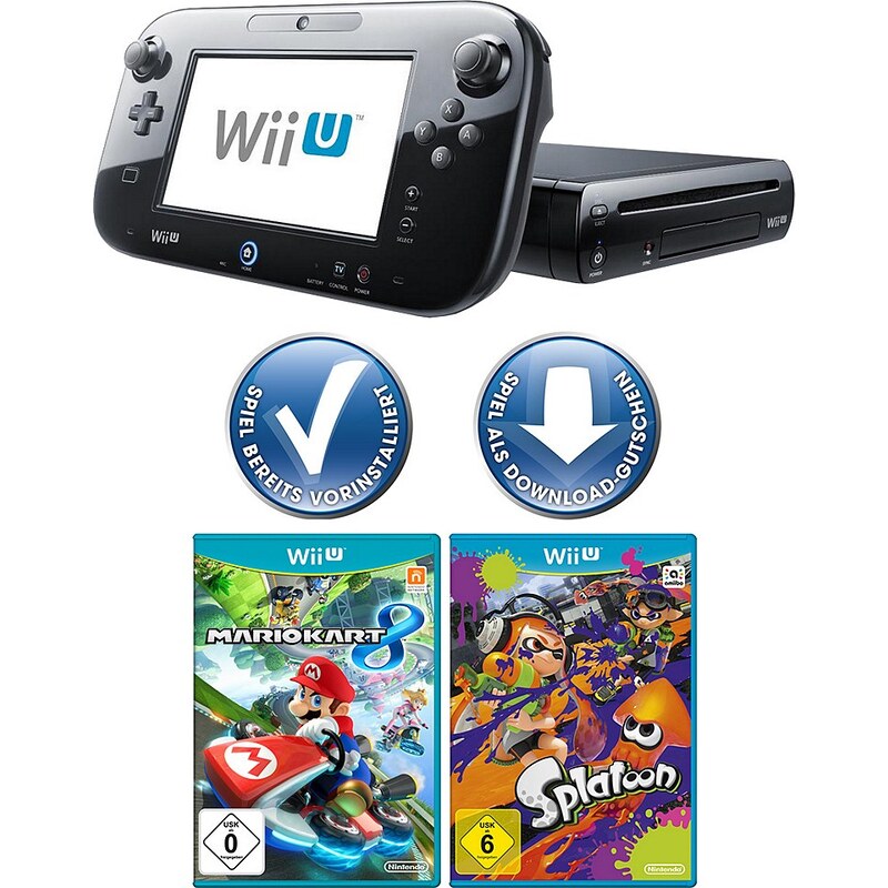 NINTENDO WIIU Wii U Premium Pack + Mario Kart 8 + Splatoon mit 3 Jahren Garantie *