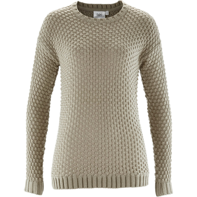 bpc bonprix collection Pullover langarm in grau (Rundhals) für Damen von bonprix