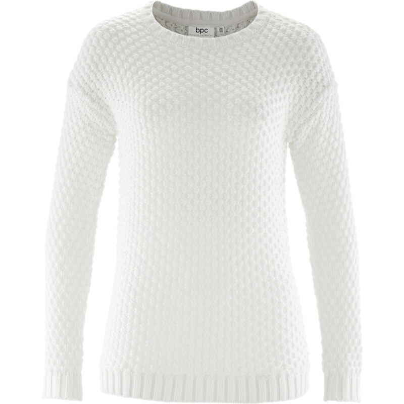 bpc bonprix collection Pullover langarm in weiß (Rundhals) für Damen von bonprix