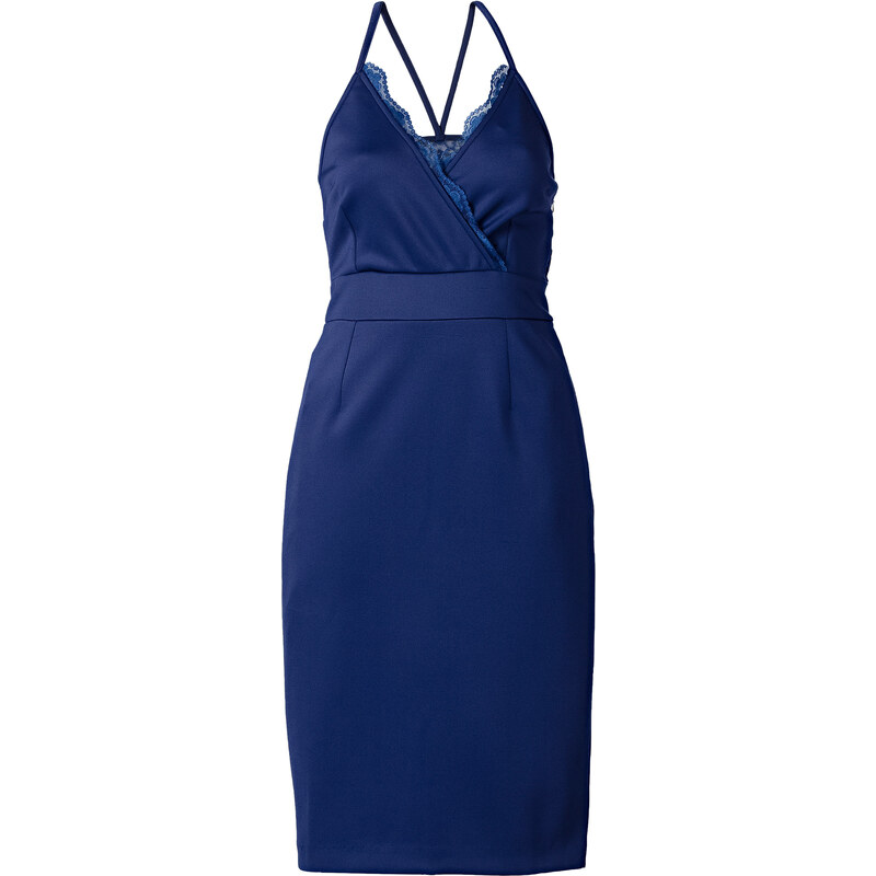 BODYFLIRT Kleid mit Spitzeneinsatz ohne Ärmel in blau von bonprix