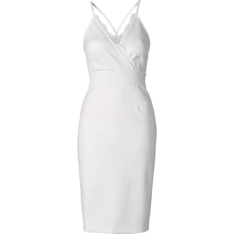 BODYFLIRT Kleid mit Spitzeneinsatz ohne Ärmel in weiß von bonprix