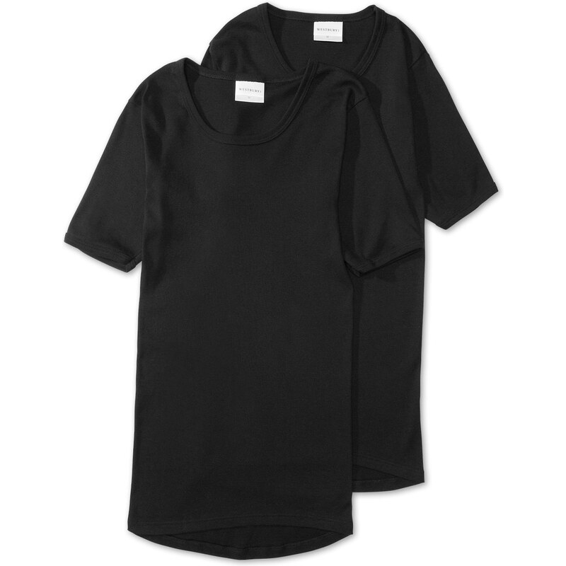C&A Feinripp T-Shirts aus Bio-Baumwolle in Schwarz