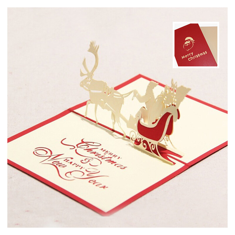 Lesara 3D-Weihnachtsgrußkarte Schlitten