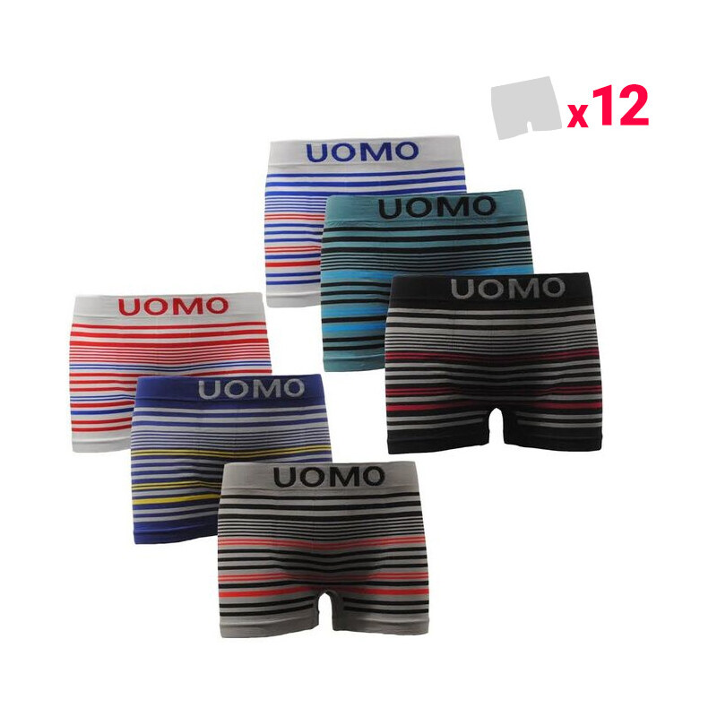 Lesara 12er-Set Boxershorts gestreift - Mehrfarbig - XL-XXL