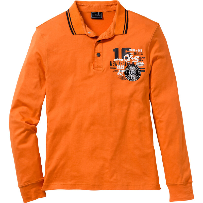 bpc bonprix collection Langarmpoloshirt im Regular Fit in orange für Herren von bonprix