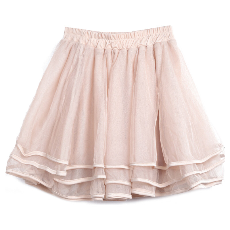 SheInside Apricot Elastic Waist Cascading Ruffle Lace Skirt