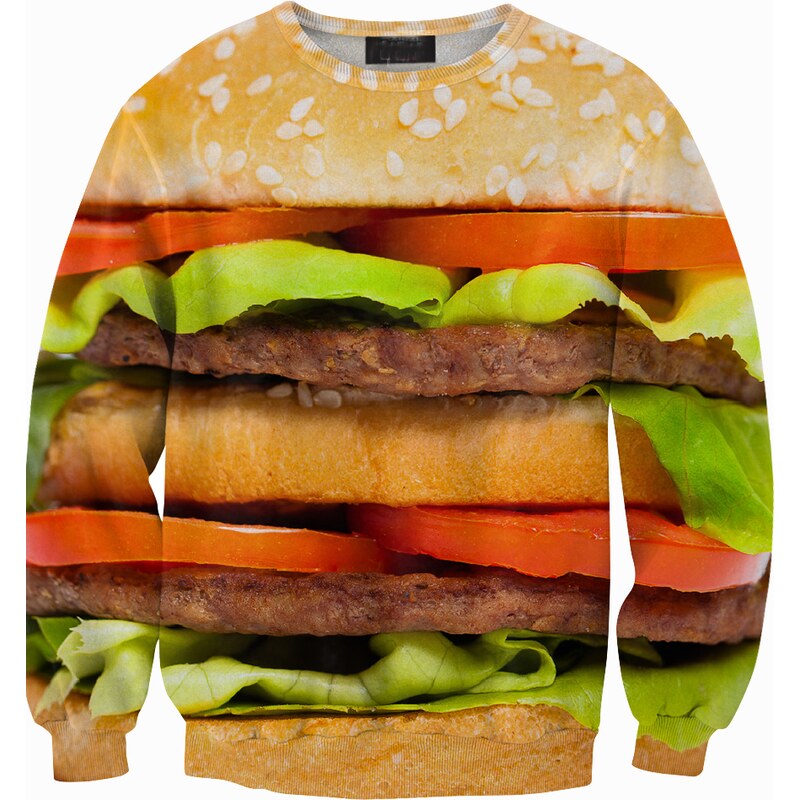 SheInside Yellow Hamburger Print Unisex Sweatshirt