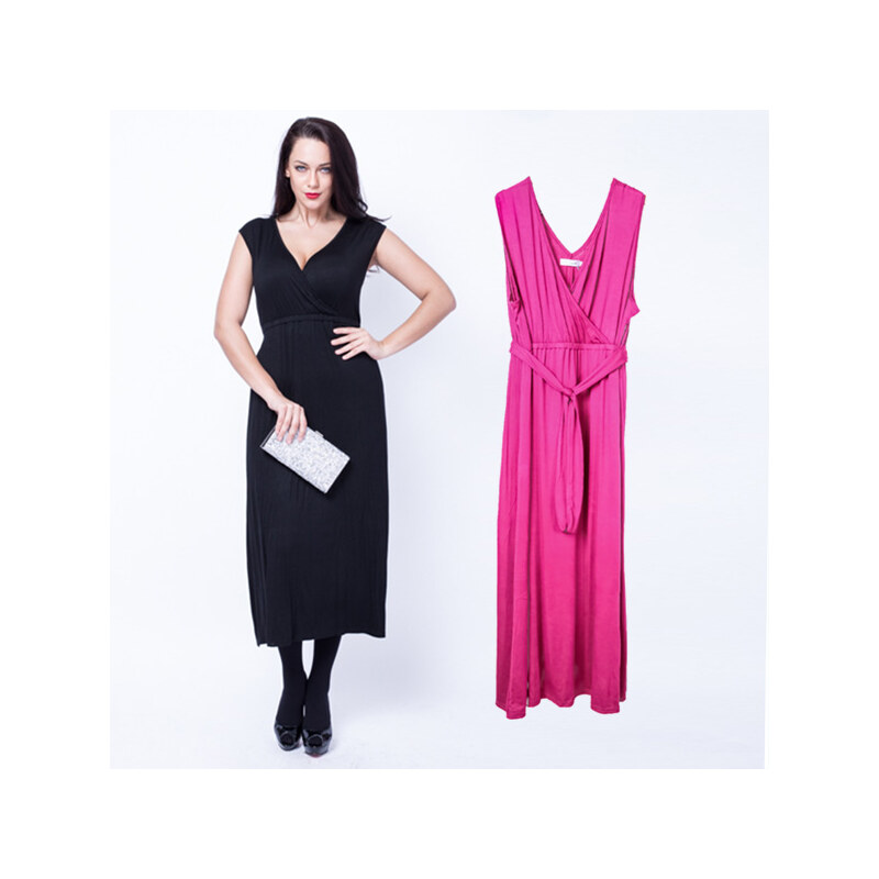 Lesara Maxi-Kleid mit Taillenbund - XL - Pink