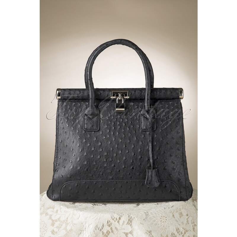 Milan Ostrich Black Handbag