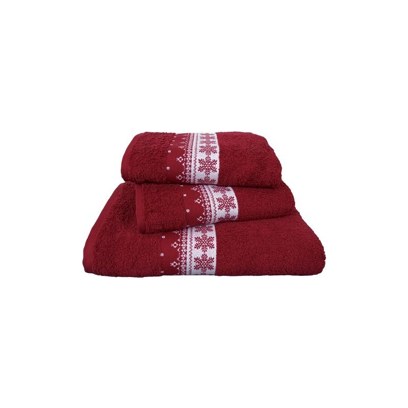 Dyckhoff Handtuch Set Schneeflocke mit Bordüre rot