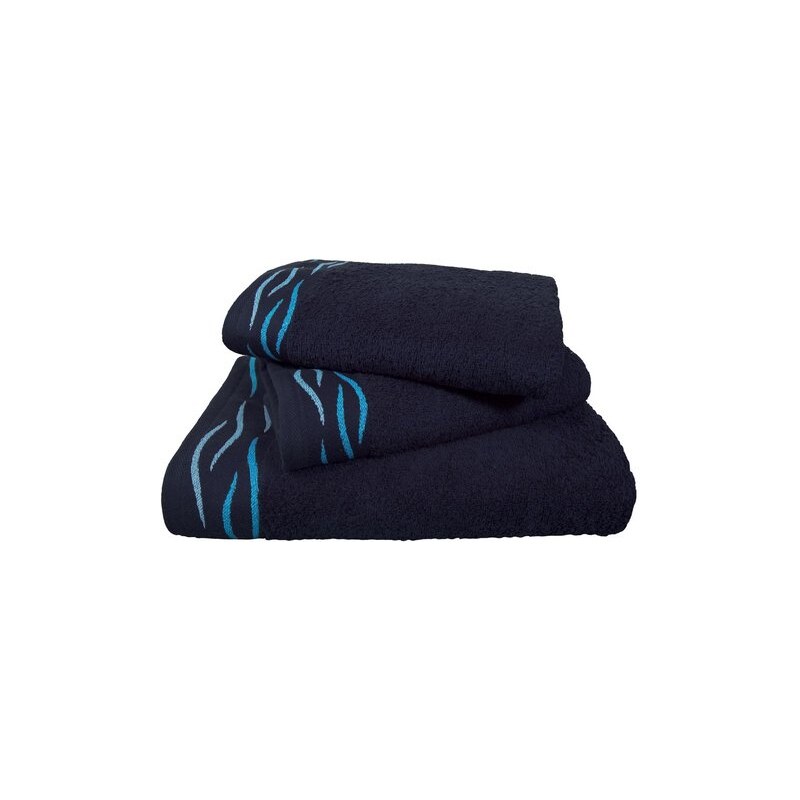 Handtuch Set Wave mit einer gewellten Bordüre Dyckhoff blau