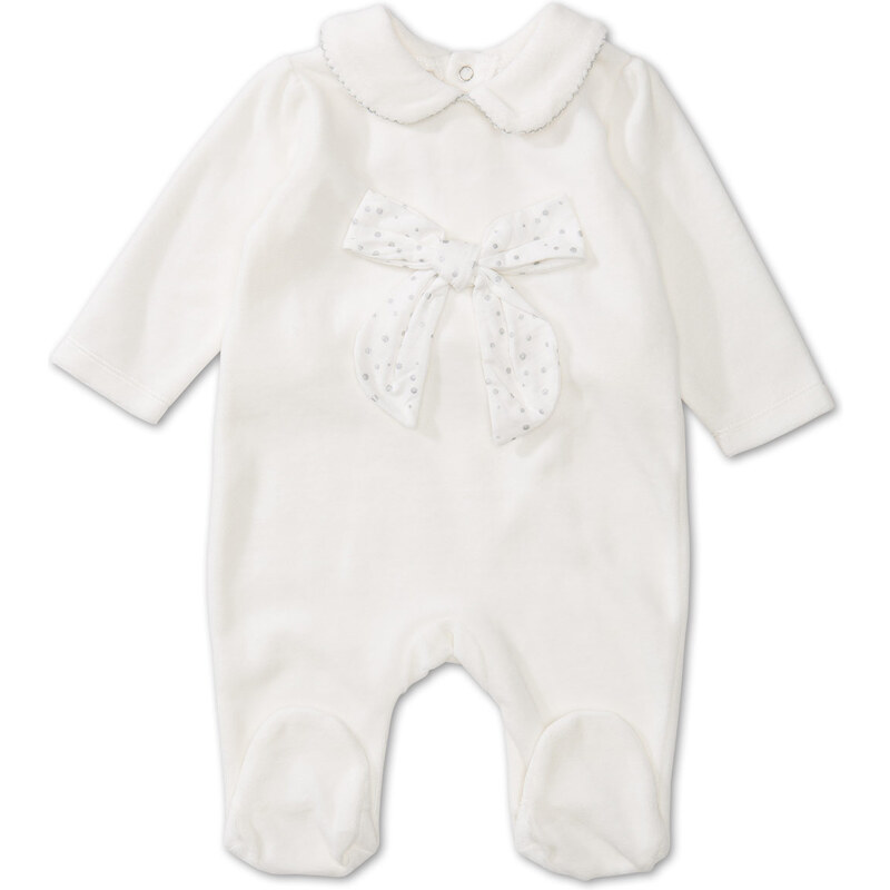 C&A Baby-Schlafanzug in Velours-Qualität in Weiss