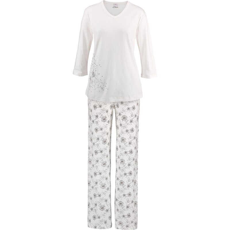 S.Oliver RED LABEL Traumhafter Pyjama Oberteil mit 34 Ärmeln und Pusteblumendruck