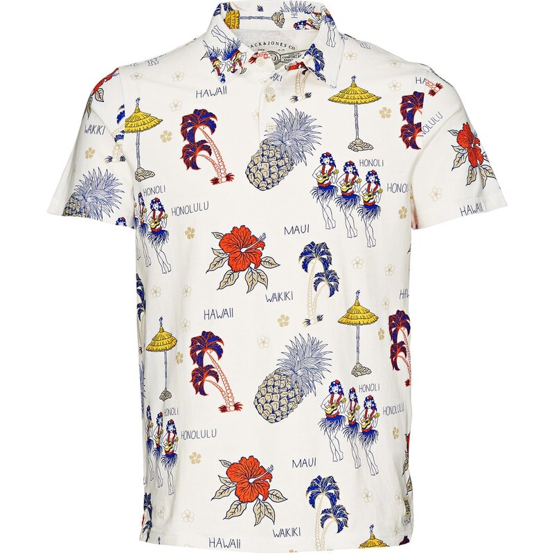 JACK & JONES Polo Shirt Blumenaufdruck